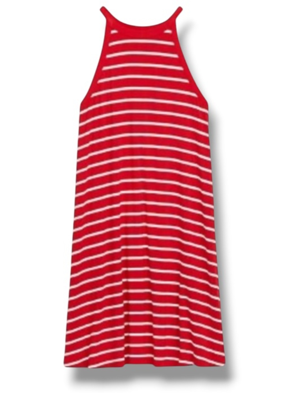 Old Navy Women’s High-Neck Striped Sleeveless Jersey-Knit Swing Dress Red White